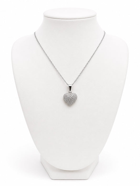 Cadena Silver Heart Glow